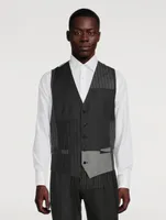 Wool-Blend Vest Pinstriped Print