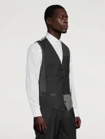 Wool-Blend Vest Pinstriped Print