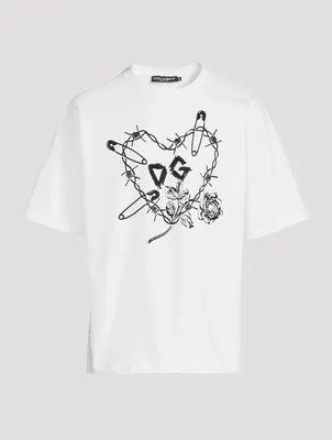 Heart Pin Cotton T-Shirt