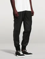 Wool-Blend Jogger Pants Pinstriped Print