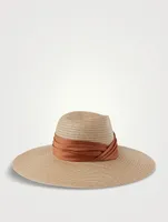 Cassidy Packable Straw Scarf Fedora Hat With Satin Band
