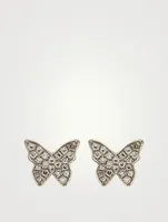 14K Gold Diamond Butterfly Stud Earrings