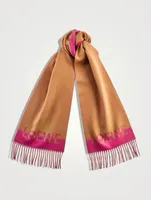 Wool And Cashmere Two-Tone Logo Scarf