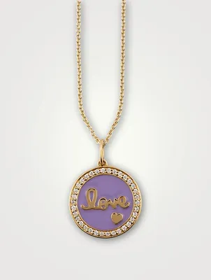 14K Gold Love Medallion Necklace With Diamonds