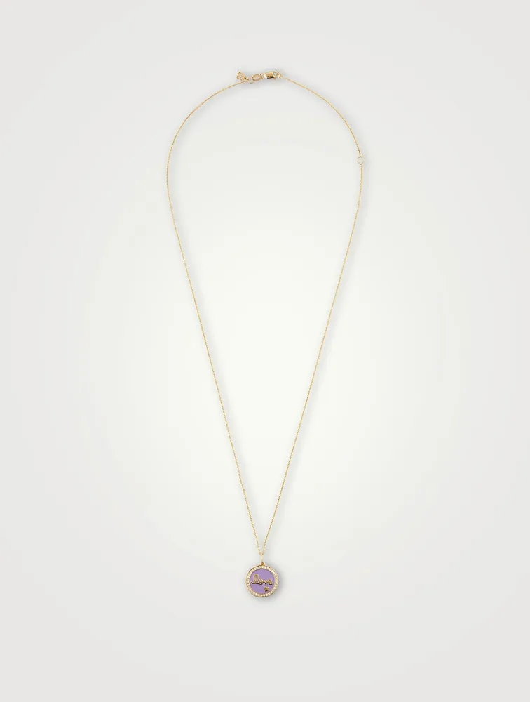 14K Gold Love Medallion Necklace With Diamonds