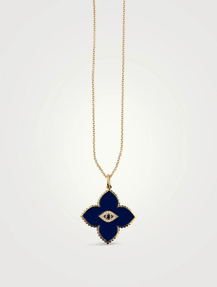 14K Gold Evil Eye Moroccan Necklace With Diamonds