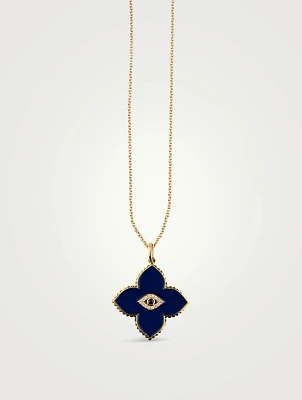 14K Gold Evil Eye Moroccan Necklace With Diamonds