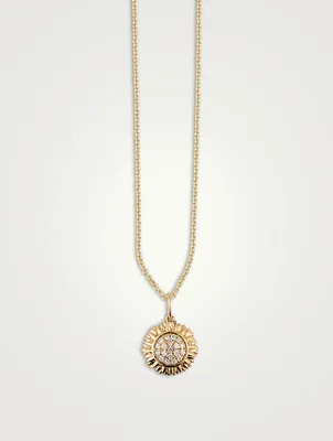 14K Gold Sunflower Necklace With Diamonds