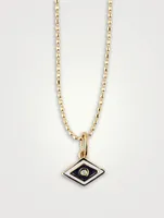 14K Gold Groovy Evil Eye Necklace With Diamonds