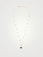 14K Gold Marquis Flower Necklace With Diamond And Amethyst