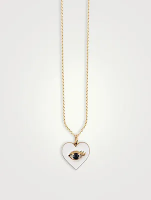 14K Gold Heart Necklace With Sapphire