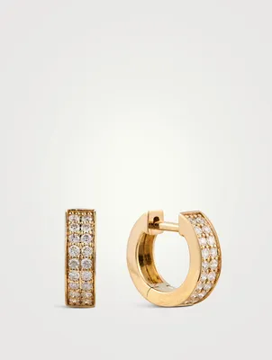 14K Gold Two-Row Huggie Earrings With Diamonds