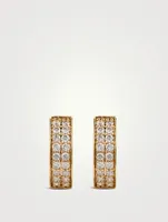 14K Gold Two-Row Huggie Earrings With Diamonds