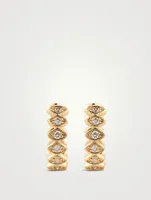 14K Gold Evil Eye Huggie Earrings With Diamonds