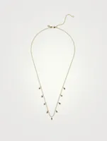 14K Gold Fringe Necklace With Sapphire