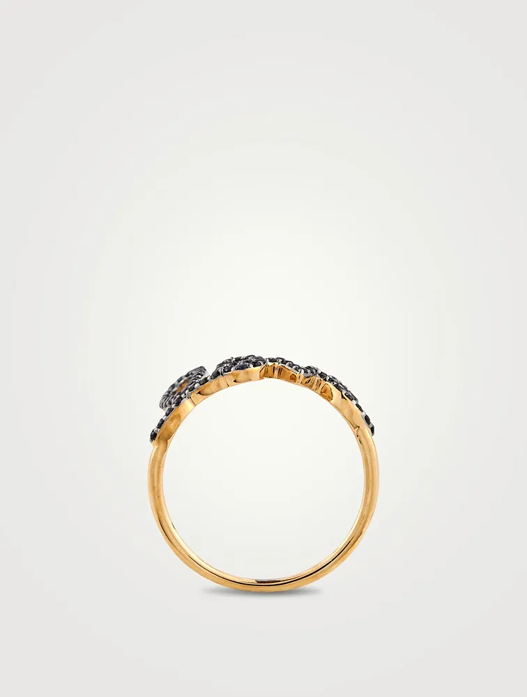 14K Gold Large Love Ring With Sapphire