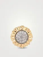 14K Gold Sunflower Stud Earring With Diamonds