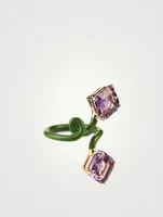 Double Octagon Tendril Ring With Amethyst