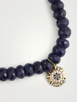 Beaded Bracelet With 14K Gold Diamond Sunflower Charm