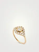 XL 14K Gold Evil Eye Ring With Diamonds