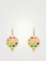 18K Gold Horizon Earrings With Multicolour Stones And Diamonds