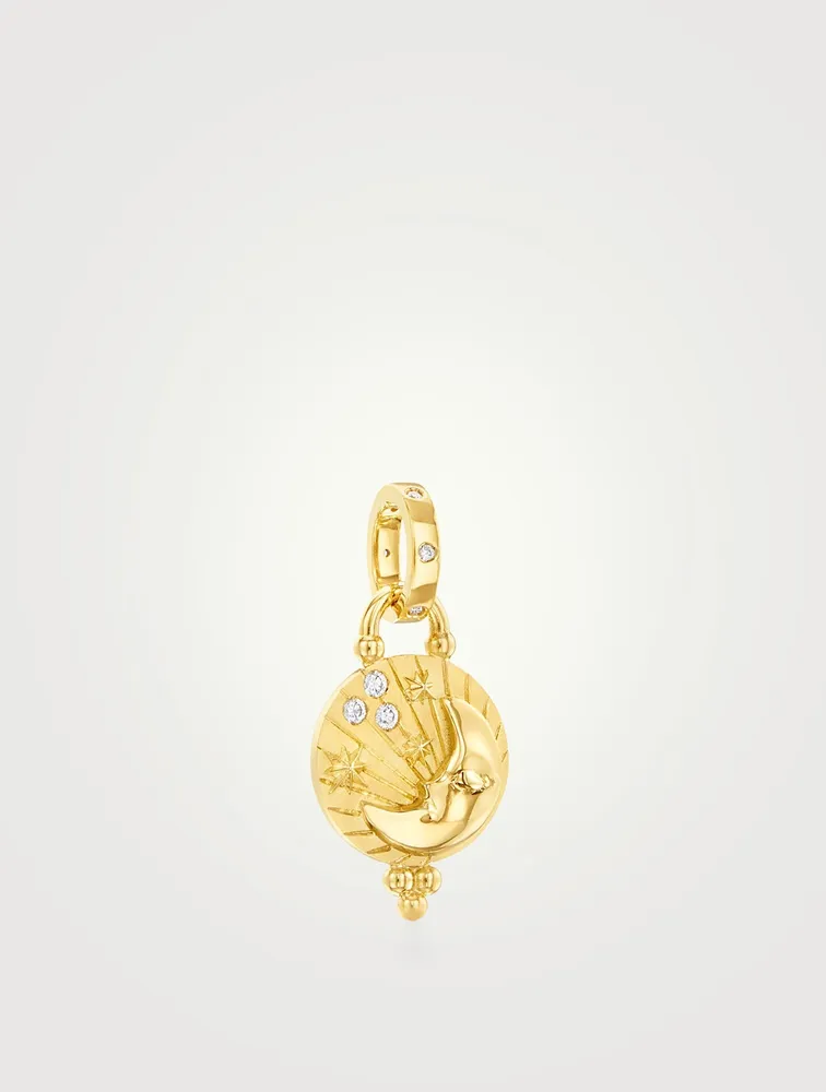 18K Gold Luna Pendant With Diamonds