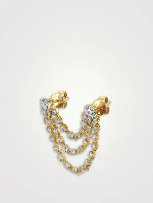 Bianca 18K Gold Double Piercing Loop Earring With Diamonds