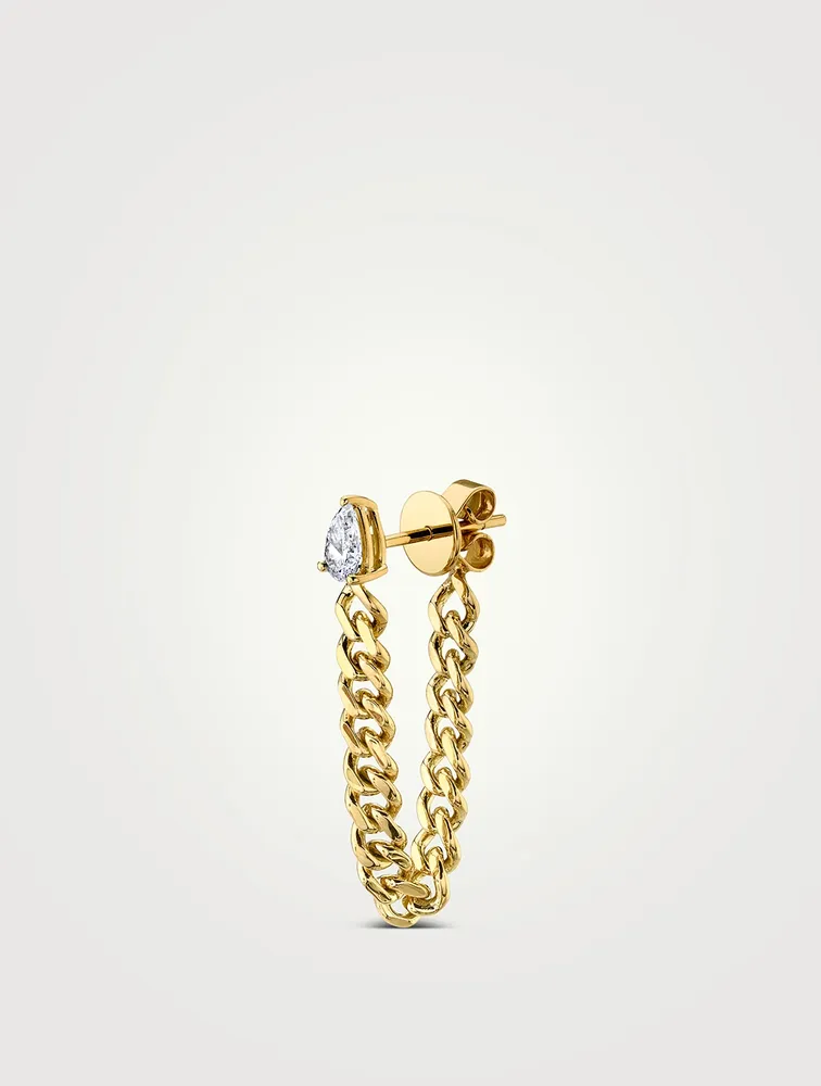 18K Gold Cuban Link Diamond Earring
