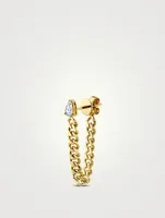 18K Gold Cuban Link Diamond Earring