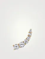 18K Yellow Gold Small Floating Left Stud Earring With Diamonds