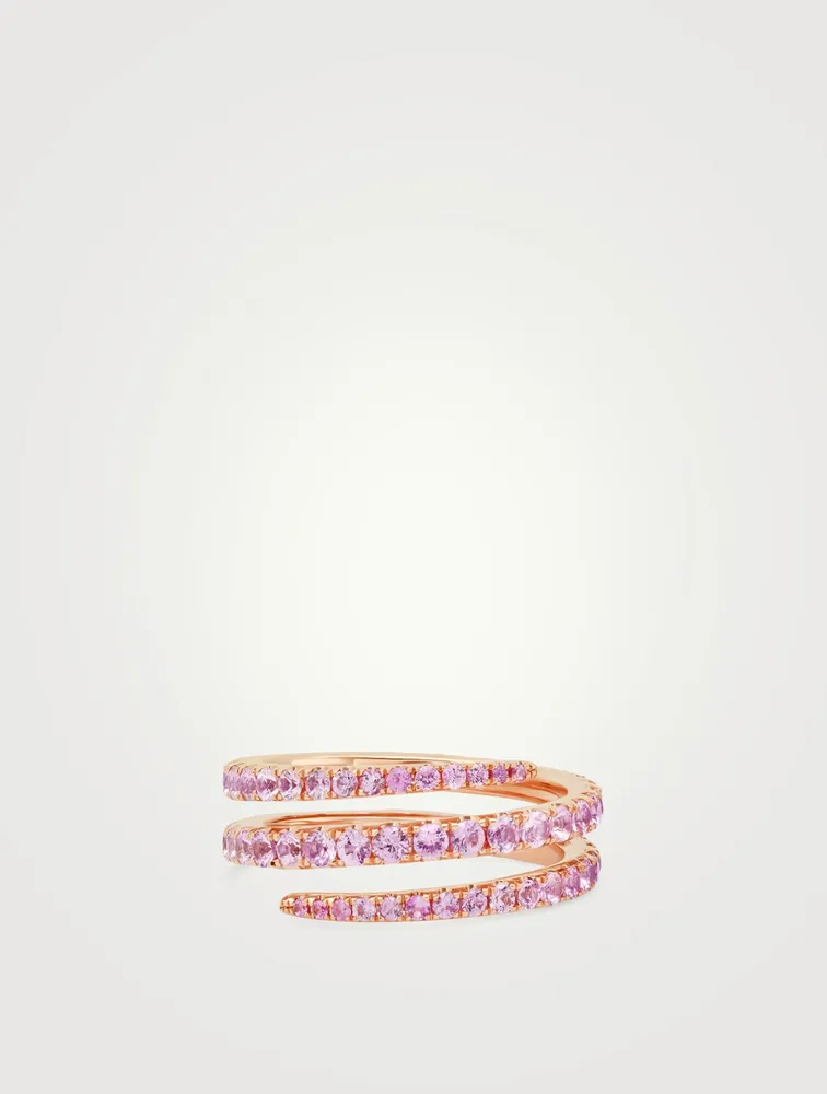 18K Rose Gold Pink Sapphire Coil Ring