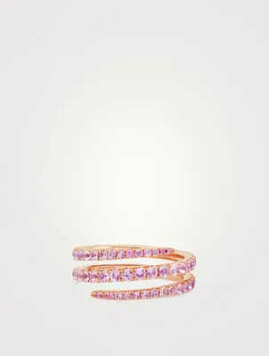 18K Rose Gold Pink Sapphire Coil Ring