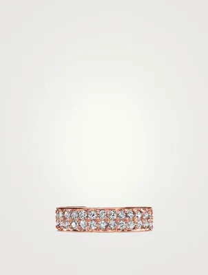 18K Rose Gold Two Row Ear Cuff With Diamonds