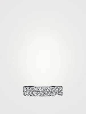 18K White Gold Two Row Ear Cuff With Diamonds