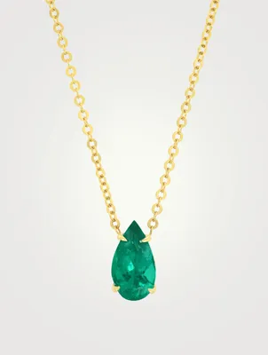 18K Yellow Gold Pear-Shaped Emerald Pendant