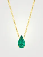 18K Yellow Gold Pear-Shaped Emerald Pendant