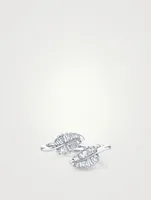 18K White Gold Small Palm Leaf Ring With Diamonds