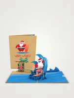 Warm Wishes Surfing Santa Pop-Up Card