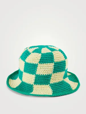 Snakey Snake Checkered Crochet Bucket Hat