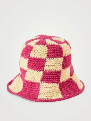 Sour Patched Checkered Crochet Bucket Hat