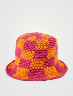 Go Shawty It's Sherbert Day Checkered Crochet Bucket Hat