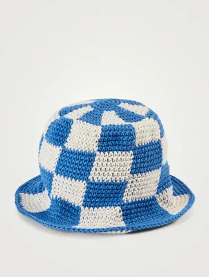 Scorpio Rising Checkered Crochet Bucket Hat