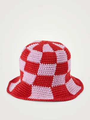 Be Mine Checkered Crochet Bucket Hat