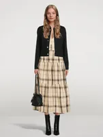 Indra Cross-Back Linen Midi Dress Check Print