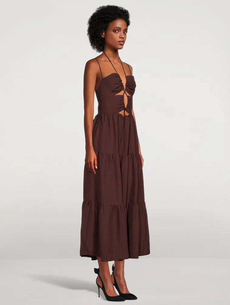 Rubi Lace-Up Backless Midi Dress