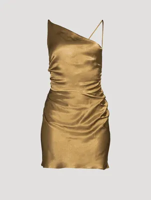 Alma Asymmetric Satin Mini Dress