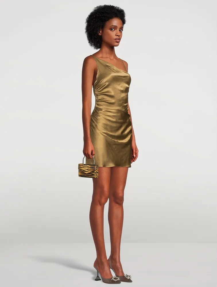 Alma Asymmetric Satin Mini Dress