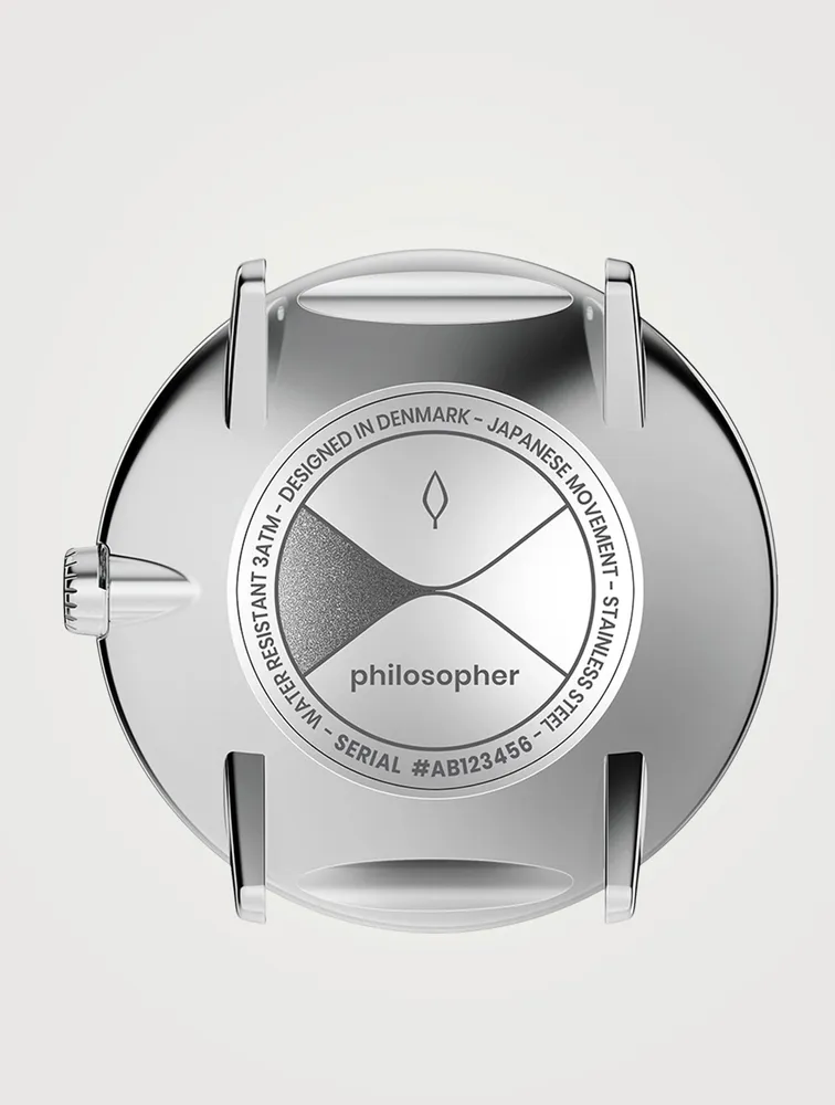 Philosopher Stainless Steel Leather Strap Watch