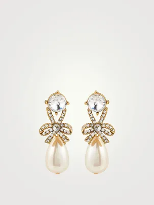 Bow Earrings With Pearls