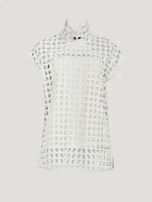 Open Grid Tunic Blouse